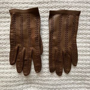 Italian Tan Leather Driving Gloves Women’s Small Vintage